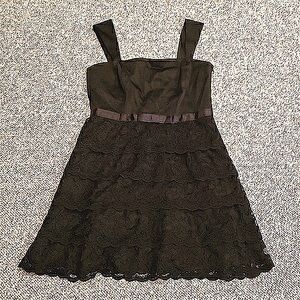 Tahari silky and lace layered dress